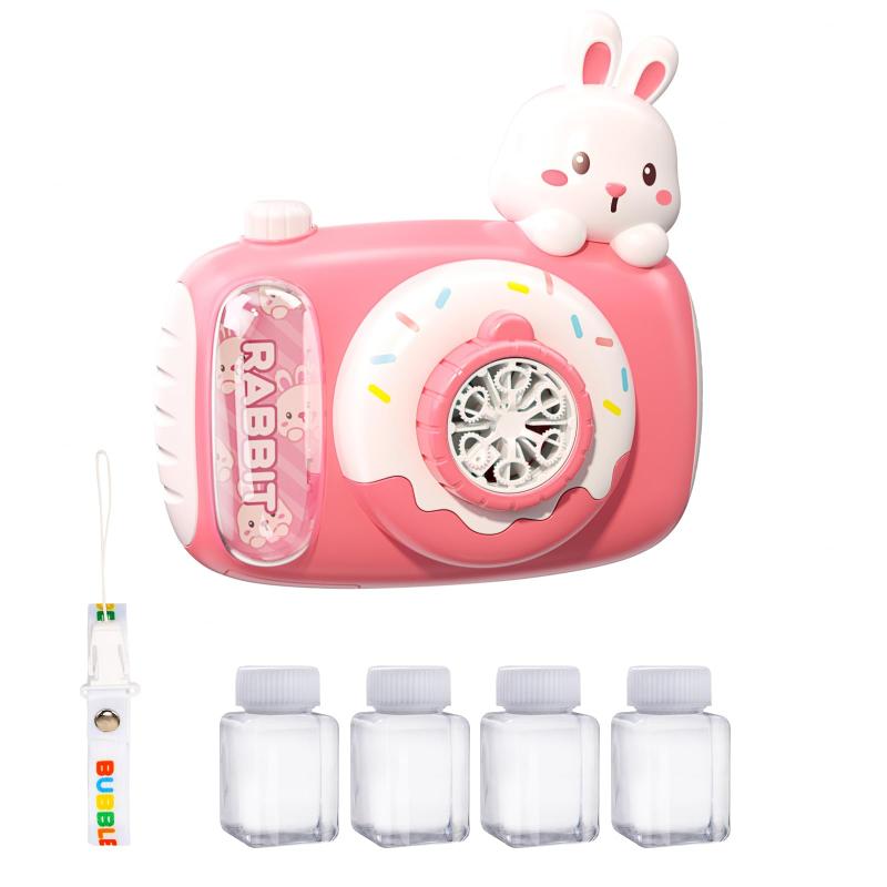 シャボン玉 電動 カメラ おもちゃ HOLYFUN カメラ型 電動シャボン玉機 予備ボトル4本 LEDライト 液漏れ防止 ストラップ付き 持ち便利 子供 玩具 外遊び ピクニック キャンプ 結婚式 夏祭り 誕生