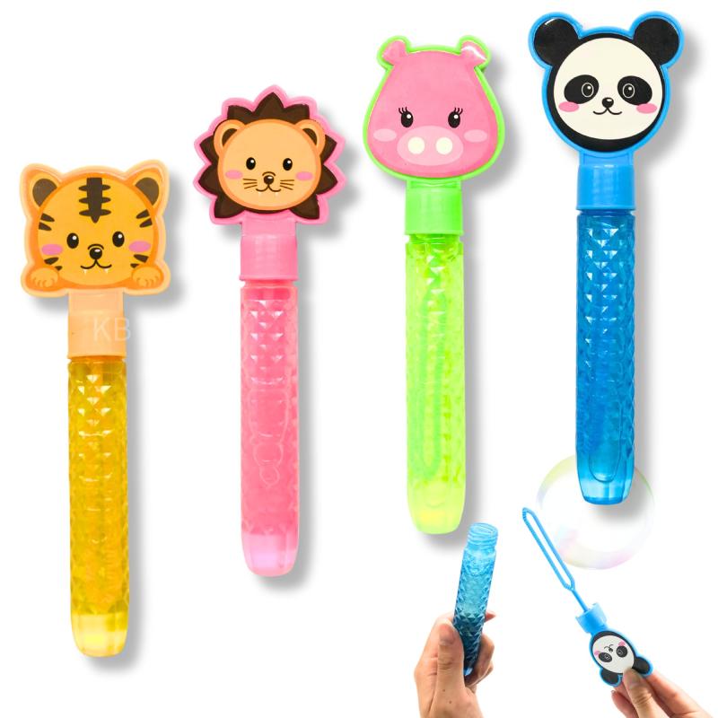 【 嬉しい 縁日 用品 】かわいい動物 しゃぼん玉 24本 ミニスティックタイプ セット 景品〔 お祭り/イベント/子供会/露店/縁日 〕可愛い 4種 アソート【K-Bright感謝のカード】