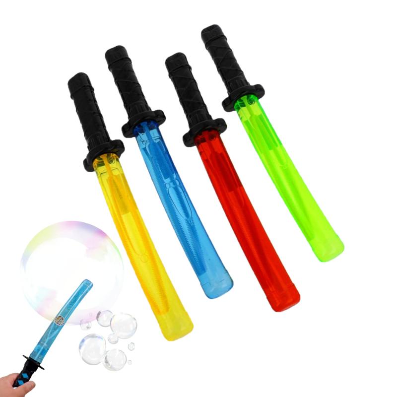 K-Bright 4色 の 日本刀 シャボン玉 バブル スティック 日本刀 型 28センチ 24本入り アソート かっこよくふりかざせ [ 定番 アイテム セット 売り ボックス 仕様 ] 全長約 28cm ごっこ遊び にも [感