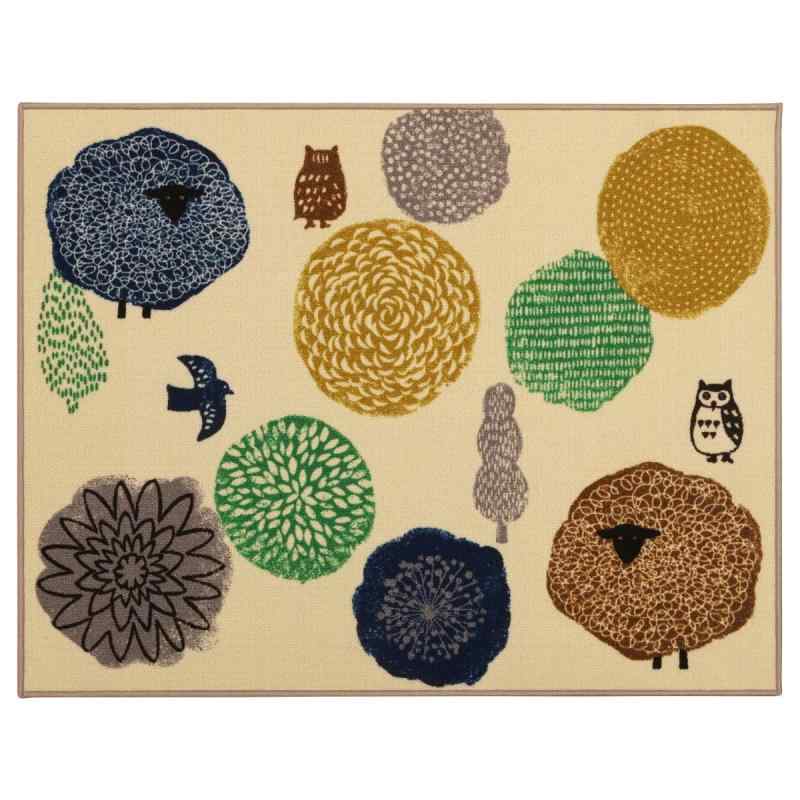 イケヒコ ラグ カーペット デスクカーペット エルム 約100×130cm デスク下マット チェアマット ひつじ おしゃれ かわいい 北欧 絨毯 学習机 傷防止 子ども部屋