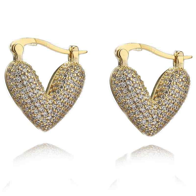 VICAKER Zirconia Thoughtful Simple Design Sparkling Fashion Earrings for Women Popular Hypoallergenic Ring Earrings 18K Gold Earrings Women's Earrings