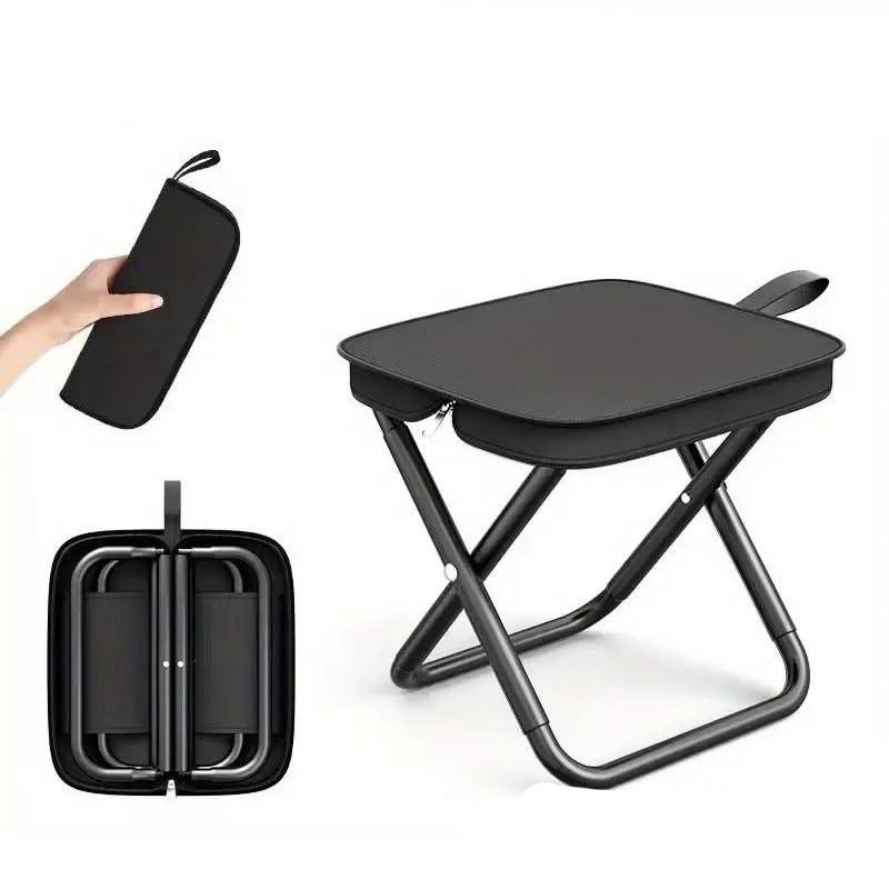 折りたたみチェアー 200kg耐荷重 スマホサイズ 折りたたみ式 24cm x 26cm キャンプチェア 軽量 頑丈 収納袋付き キャンプ用 コンパクト 軽量 ブラック [並行輸入品]