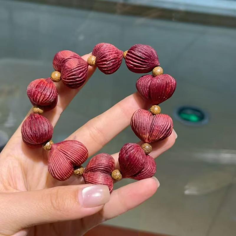 ブレスレット メンズ レディース 木製 木 血柏木 ビーズ ハンドメイド パーツ アクセサリー チャーム 腕輪 数珠 ウッドアクセサリー 手芸 素材 幸運 ラッキーアイテム お守り オリジナル DIY 電気メッキ加工