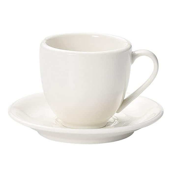 光洋陶器(Koyotoki) コーヒーカップ & ソーサー セット 珈琲 紅茶 200ml ホテルレストラン 仕様 電子レンジ 食洗機対応 ボーンセラム M型 200ml ホワイト 白 日本製 12120151&12120055