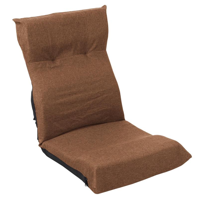 Urnodel 座椅子 ハイバック リクライニング コンパクト 折りたたみ フロアチェア 1人掛け 折り畳み ワーク おしゃれ座椅子 ローソファー ファブリック 6段階 リクライニング お尻がズレにく