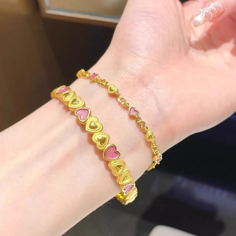 ブレスレット レディース アクセサリー 手首飾り ジュエリー ピンク ハート型 心形 高級感 おしゃれ 上品 大人可愛い ファッション小物 メッキ加工 通勤 オフィス 通学 デイリー 普段使い カジュアル フォーマル ギフト 贈り物