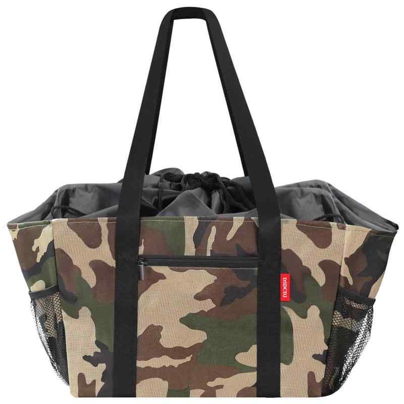 [DSDCDJ] エコバッグ 折りたたみ式 レジかごサイズ買い物バッグ 巾着付 買い物袋 軽量 耐久性 手提肩掛け両用 ショッピングバッグ