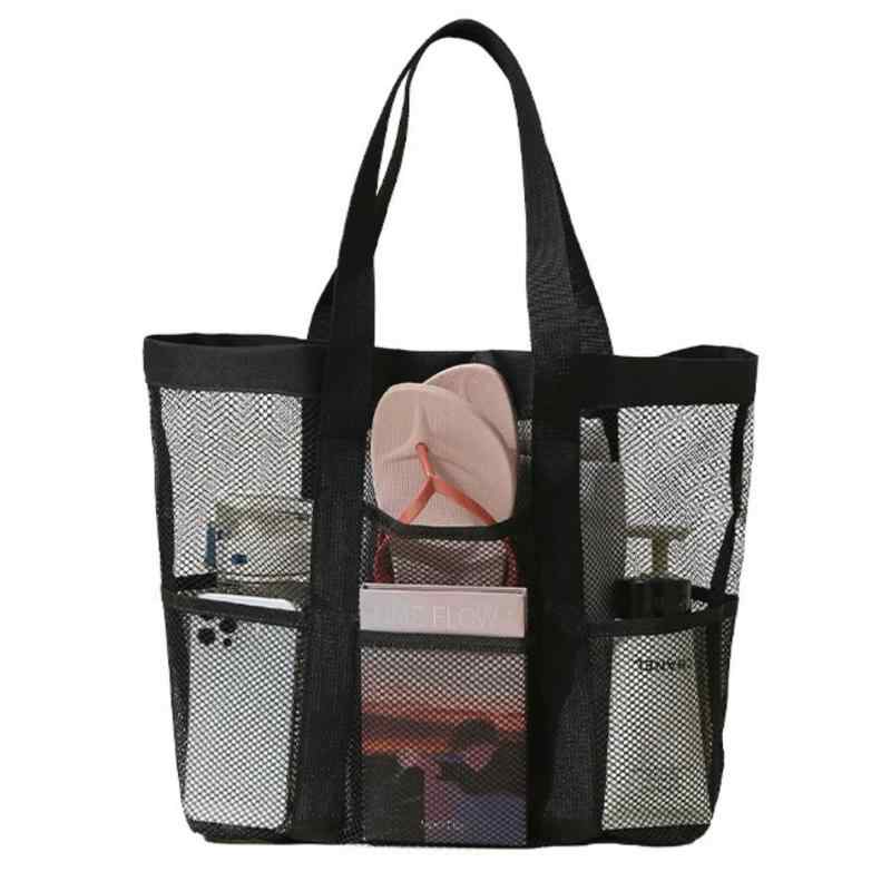 [mamota] メッシュバッグ スパバッグ サウナ ジム 銭湯 温泉 お風呂 プールバッグ 水泳 大容量 旅行 ショッピング 軽量 海水浴 ビーチバッグ 黒