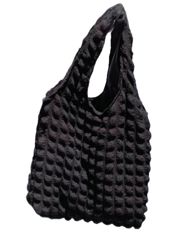 [Min✩✩✩] ポップコーントートバッグ かわいい おしゃれ カジュアル バッグ モコモコ 軽い トートバッグ エコバッグ ホワイト ブラック