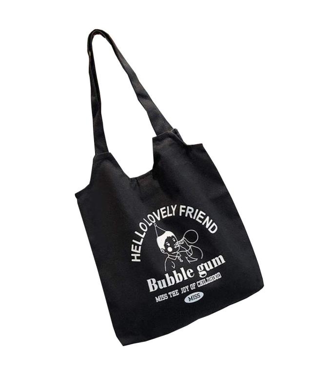 [YuYo] トートバッグ キャンバス 大容量 レディース エコバッグ 大 無地 可愛い ショルダー 英字柄 帆布バッグ おしゃれ 通勤 通学 通園 肩掛け 帆布包 シンプル