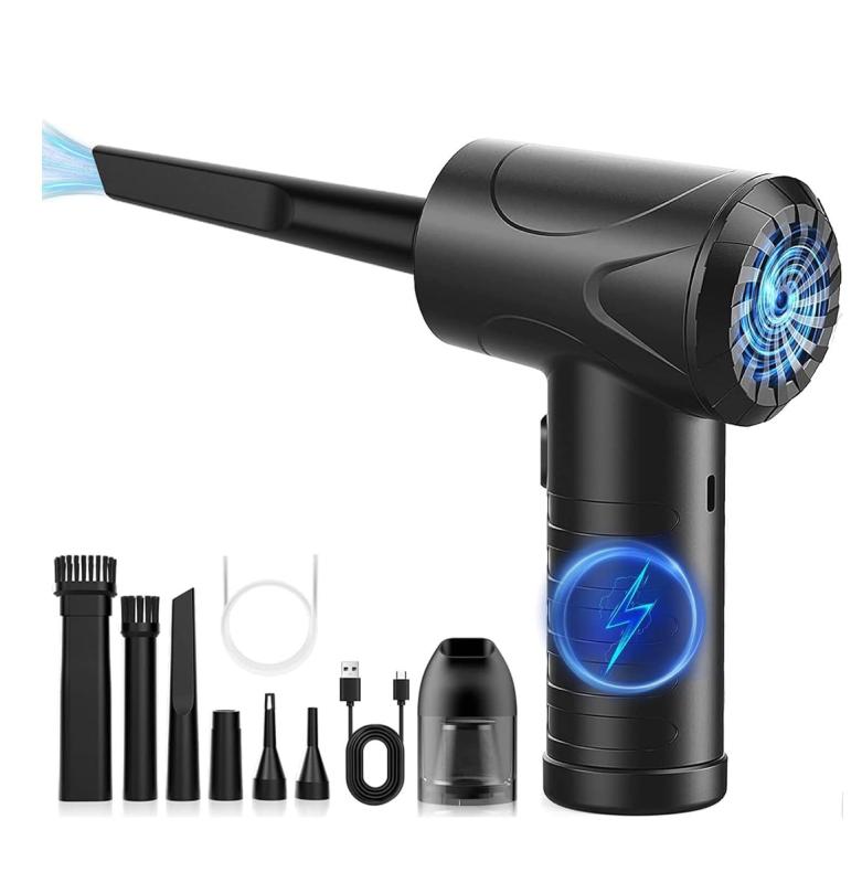 電動エアダスター 強力 1台2役 LEDライト搭載 3段階風量調整 充電式 7500mAh 51000RPM 10000Pa吸引力 ..