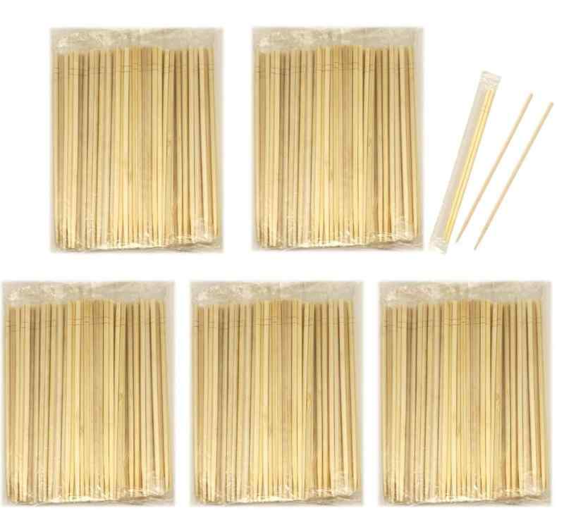 Disposable Chopsticks - 【まとめ買い】無地OP袋 完封箸 竹丸箸 割り箸 500膳入 完封箸 20cm 丸箸 個包装 袋入り 割りばし わりばし 業務用 割らない箸 大量 使い捨て 楊枝なし 100本入×5袋セット 計500膳入り
