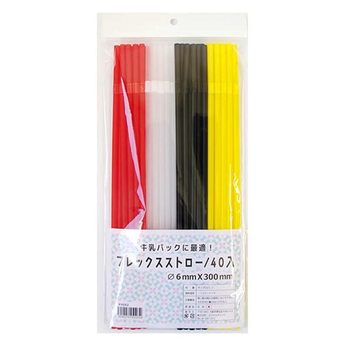 日本製 フレックス ストロー ロング 紙パック用 口径6mm×300mm 40本入