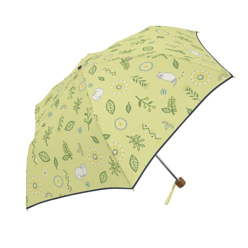 折りたたみ傘 晴雨兼用 日傘 遮光 UVカット 遮熱 親骨55cm 猫 傘 シルバーコーティング 猫柄 Kasvi＆CAT ki-182(3.0)