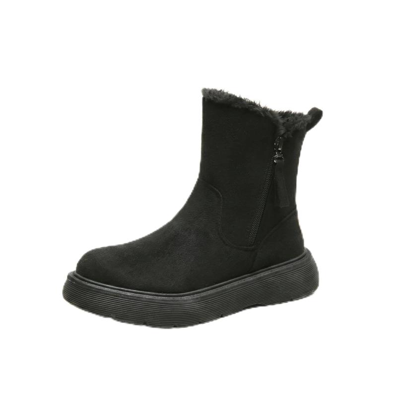 レディース スノー ブーツ ムートン ショート 冬用 雪 シューズ 滑らない 防寒 裏ボア 防水 [並行輸入品]