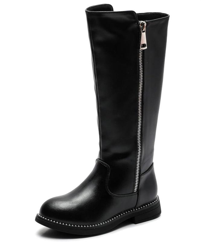 [PPXID] ピピシダ ロングブーツ 女の子 キッズ ニーハイブーツ 子供 長靴 裏ボア サイドジッパー 柔らかい 撥水加工 歩きやすい 秋冬靴