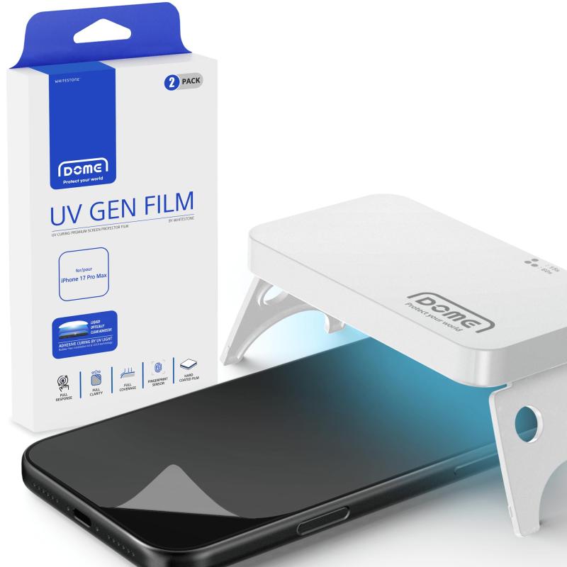 DOME GLASS Whitestone DOME UV GENフィルム iPhone 17 ProMax ガラスフィルム スクリーン保護フィルム 2枚
