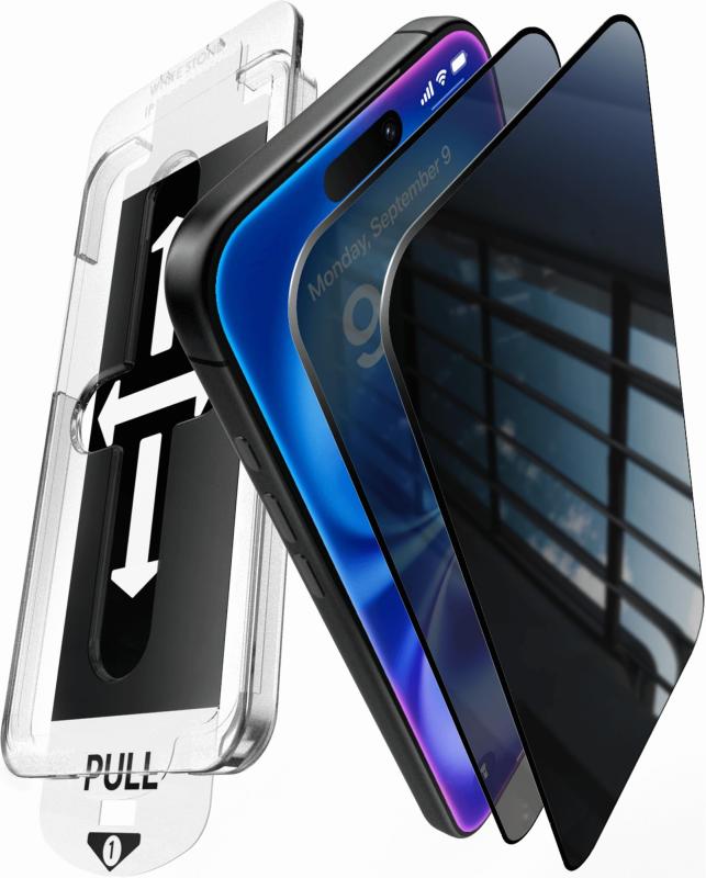 Dome Glass Whitestone 2枚 EZ GLASS AR/Privacy iPhone 17 Air、前面保護プライバシー 保護強化ガラス スクリーン保護 フィルム