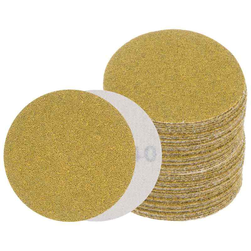 Kozelo 穴なしサンディングディスク ラウンドフックとループグリップサンディングパッド サンドペーパー 自動車金属研磨用 | ゴールド、酸化アルミニウム