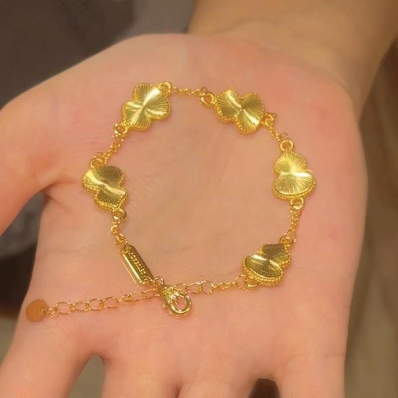 ブレスレット レディース アクセサリー ジュエリー 腕輪 手飾り ひょうたん 蝶 バタフライ クローバー レーザー キラキラ 銅合金 電気メッキ 輝く 華奢 上品 エレガント 高級感 フェミニン フォーマル パーティー オフィス 通勤