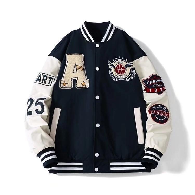 ジャケット メンズ 野球服 スタジャン アウター ブルゾン ヴィンテージ風 ストリート系 カジュアル アメカジ 無地 春秋・素材: ポリエステル100%・裏地: ポリエステル100%・カテゴリ: ジャケット・スタイル: 青春流行・ネックライン: ノーカラー・シルエット: ルーズフィット・フード: フード付き・厚さ: 薄手・誤差範囲: 1-3cm・対象: 青少年・柄: その他・主な用途: カジュアル・デザイン詳細: 切り替え・裾デザイン: ストレートヘム・ポケット: サイドスリットポケット・着こなし: アウター・袖丈: 長袖・袖の形状: 通常袖・カラー展開: ネイビー, ライトブルー, ブルー・サイズ展開: S, M, L, XL, 2XL, 3XL・対象年齢: 成人・性別: 男性