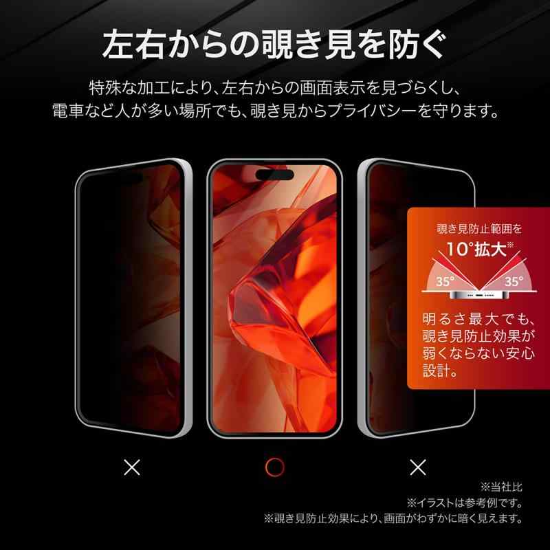 LEPLUS ルプラス iPhone 16 Plus ガラスフィルム「GLASS PREMIUM FILM Lite」 覗き見防止180° LN-IA24FGLN