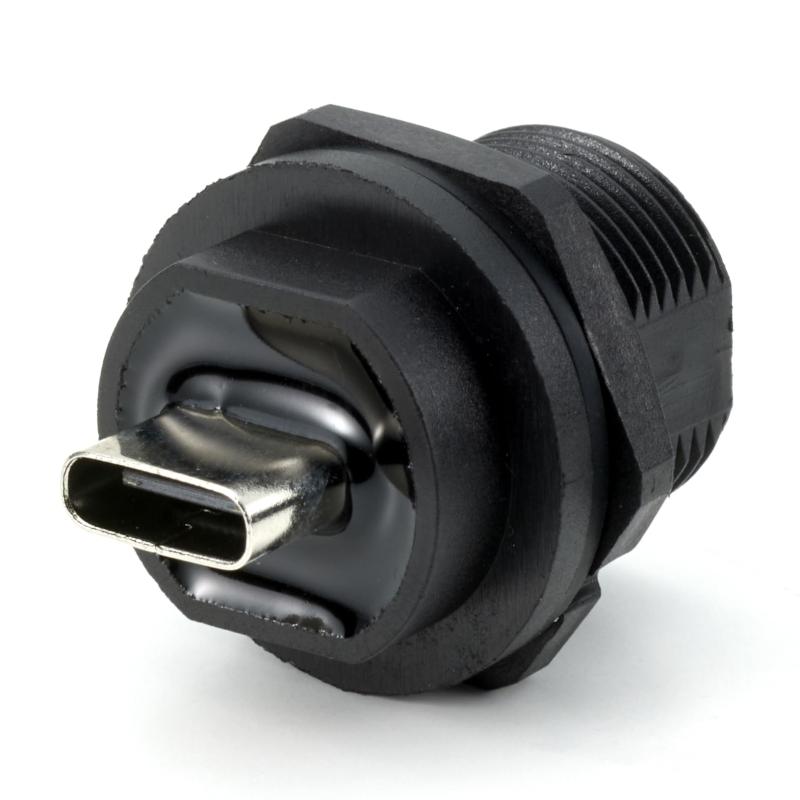 【Entaniya】 USB Type-C 防水ケーブル・パネルマウントコネクタセット（ケーブル1m ）防水防塵IP67【C009】