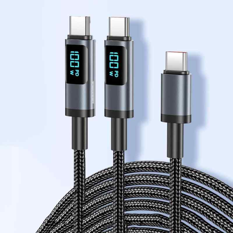 2pcs USB Type C ケーブル 100W/5A PD対応 Type-C to Type-C 急速充電 出力スクリ...