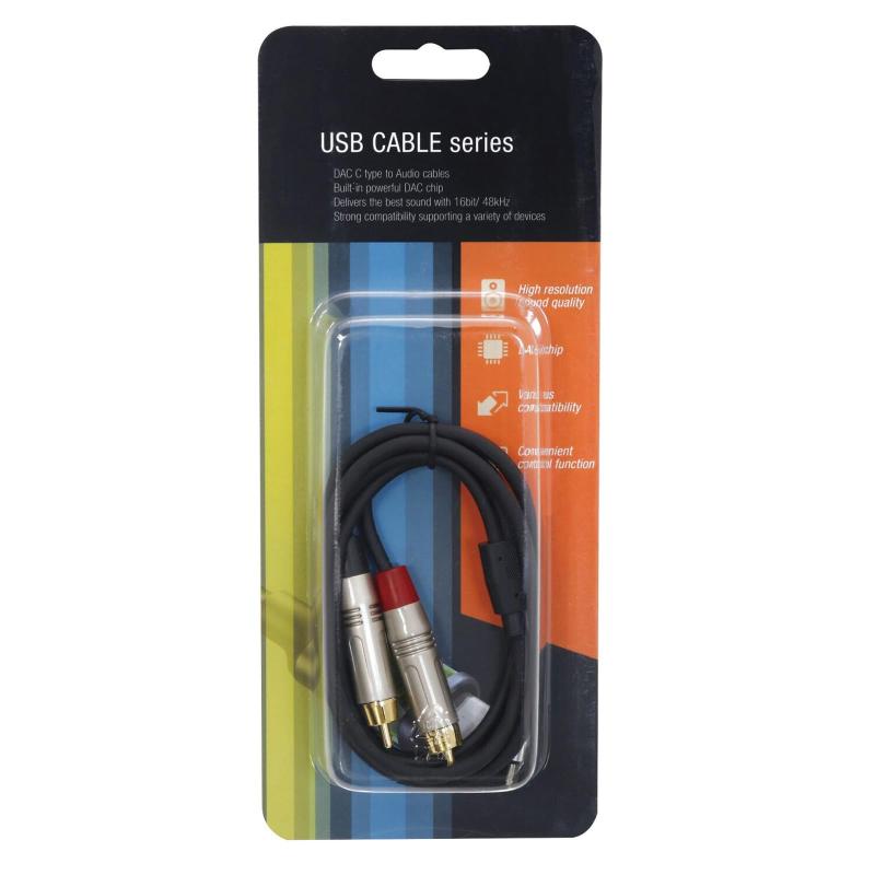 キクタニ TECH USB-C to RCA PIN オスx2 DAC内蔵ケーブル 3ft UTC-210-3FT