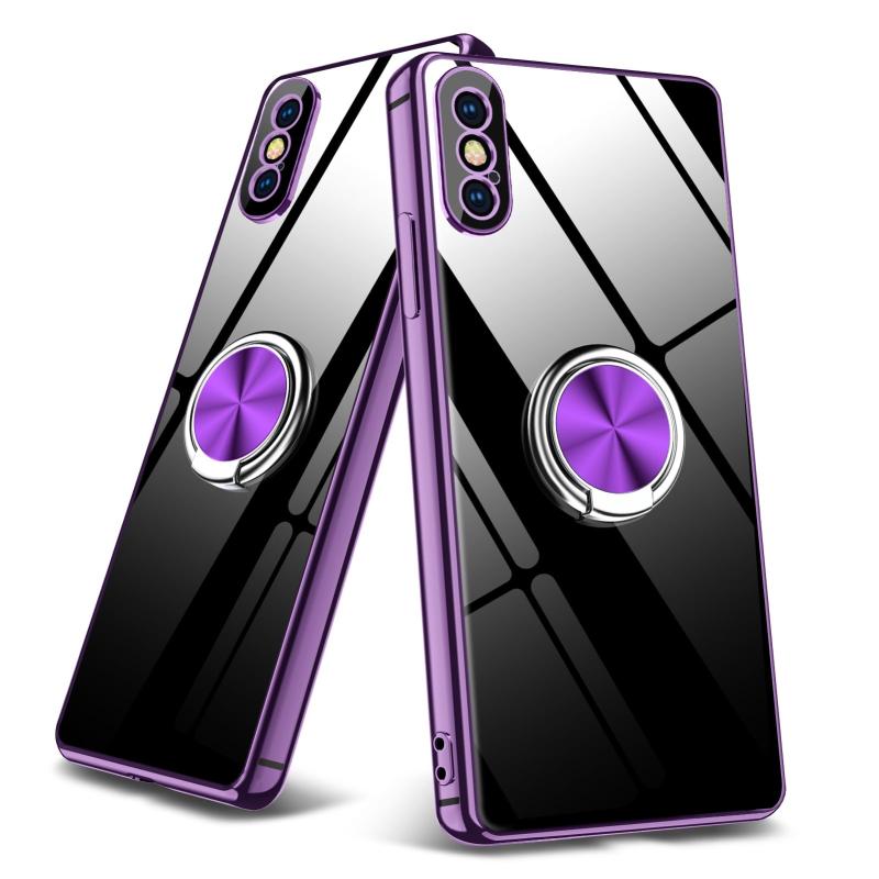 iPhone Xs 用ケース iPhone X 用ケース クリア リング付き TPU 車載ホルダー メッキ加工 スタンド機能 透明 薄型 アイフォンxs用カバー 全面保護 軽量 シリコン 黄変防止 ストラップホール付き レ