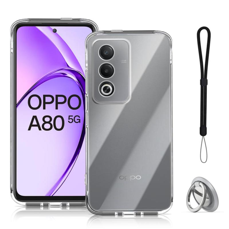 OPPO A3 5G / OPPO A3 Pro 5G 用 ケース カバー スタンド付き 角度調整可能 車載ホルダー対応【NOUKAJU】 スマホケース ストラップ付き 軽量 TPU ソフト クリア 耐衝撃 黄変防止 指紋防止 持ちやすい