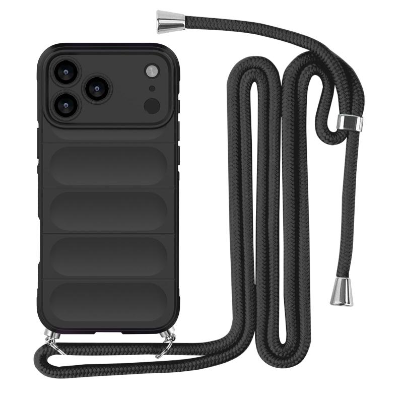 Jaligel iPhone 17 Pro 用 ケース ネックストラップ 耐衝撃 肩掛け 斜めかけ 首掛け 縄掛け カバー アイフォン17Pro スマホケース シリコン TPU ストラップ付き 軽量 長さ調整可能 取り外し可能 指紋