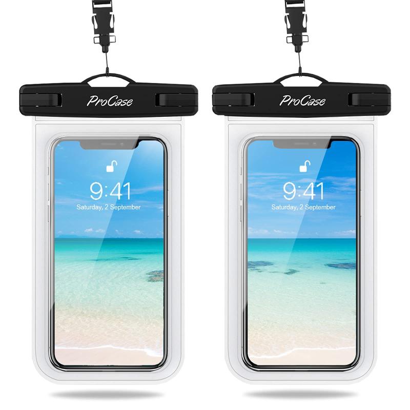 ProCase [2個セット]スマホ防水ケース IPX8認定 携帯電話 お風呂 海 プール 温泉 首掛け式 ドライバッグ 登山 お釣り 適用端末：iPhone 17 16 15 13 12 11 Mini Pro Max XS XR 8 Android