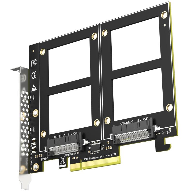 GLOTRENDS U.2 to PCIe 4.0 X8 アダプター（PCIe 分岐なし）、OSツール経由でのソフトU.2 SSD RAID設定（PCIe 分岐対応マザーボードが必要）