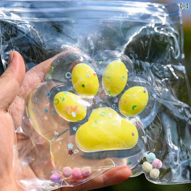 おもちゃ スクイーズ 玩具 猫の手 肉球 超巨大 ビッグサイズ ストレス解消 癒し もちもち ぷにぷに ふわふわ 植毛 クリスタル TPR製 かわいい ファンシー 雑貨 スクイッシュ