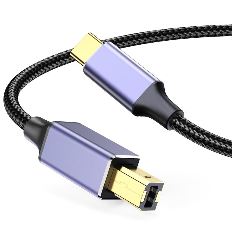 USB B to C プリンター接続ケーブル、USB Type-C to Type-B 変換ケーブル、金メッキコネクタとフェライトコア付き、高耐久性、オーディオDAC、ミキサー、MIDIキーボード、デジタルピアノ、DJコント