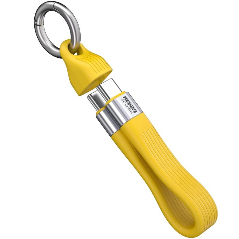 ENDLESSHINEショートUSB Cケーブル5.11インチPD240WキーチェーンコードUSB 4.0 40Gbps 8K 60HzビデオディスプレイThunderbolt 3/4 MacBook Android Auto外付けSSD Type C