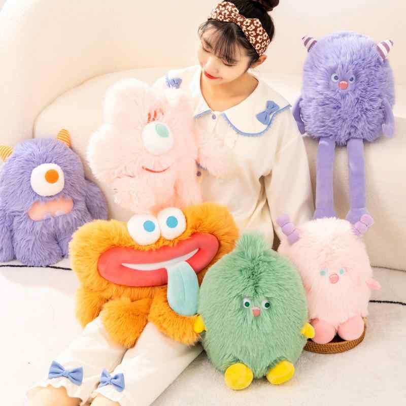 ぬいぐるみ 抱き枕 クッション 毛絨玩具 おもちゃ 玩具 アニマル 動物 モンスター キャラクター 長毛 癒し グッズ かわいい マスコット 大きい ふわふわ PP綿 キッズ 子供 部屋飾り 装飾 インテリア プレゼント ギフト オレンジ ピンク パープ