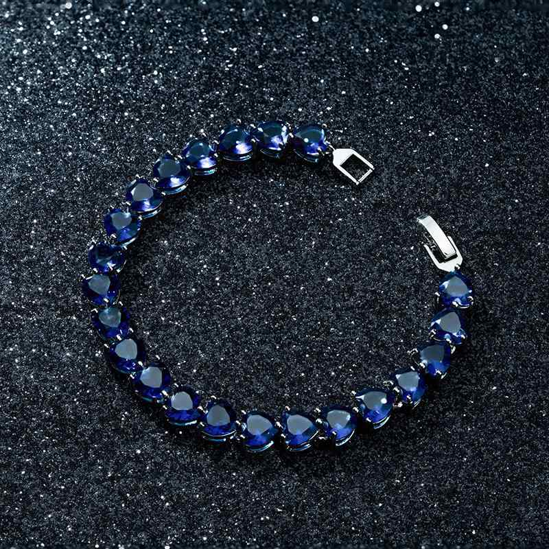 ブレスレット レディース アクセサリー ジュエリー 腕輪 手飾り ハート ジルコニア ブルー 青 銅製 電気メッキ加工 ヴィンテージ風 レトロ トレンド カジュアル 上品 個性的 普段使い お出かけ 旅行 記念日 ギフト