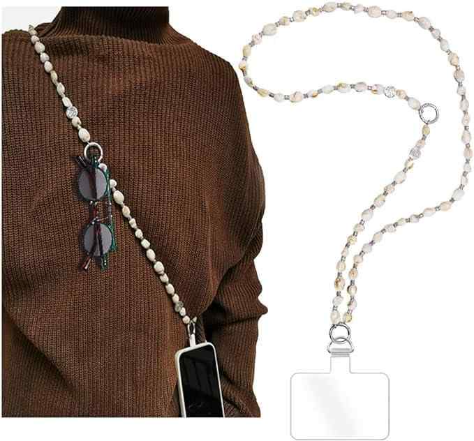 [Turkalla] スマホストラップ スマホチェーン ショルダーストラップ 金属チェーン 携帯ストラップ 全機種対応 ストラップ1本+タグパッチ1枚 120cm