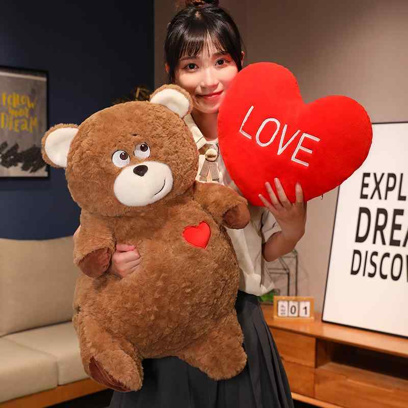ぬいぐるみ 泰迪熊 クマ テディベア おもちゃ 動物 玩具 だきまくら 抱き枕 クッション ふわふわ もこもこ 柔らかい かわいい ハート 翻る ひっくり返す リバーシブル プレゼント ギフト 記念日 誕生日 子供 キッズ