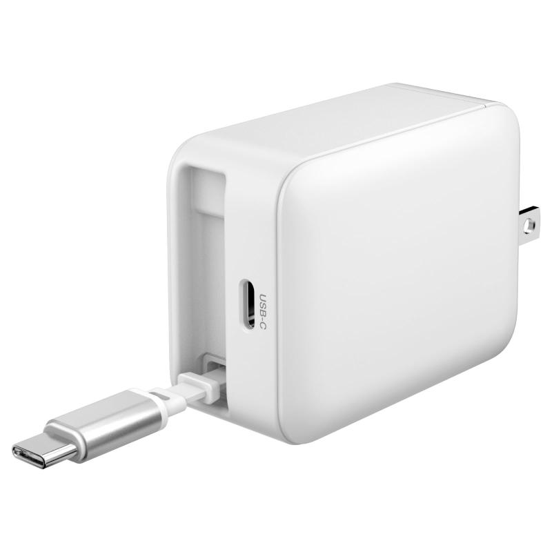 多摩電子工業 PD65W対応充電器 USB-C巻き取りケーブル(70cm)＋USB-Cポート MacBook 新型MacBookPro 新型MacBookAir Permier PR-APC265C 急速USB充電器 新型GaN採用 PSE技術基準適合