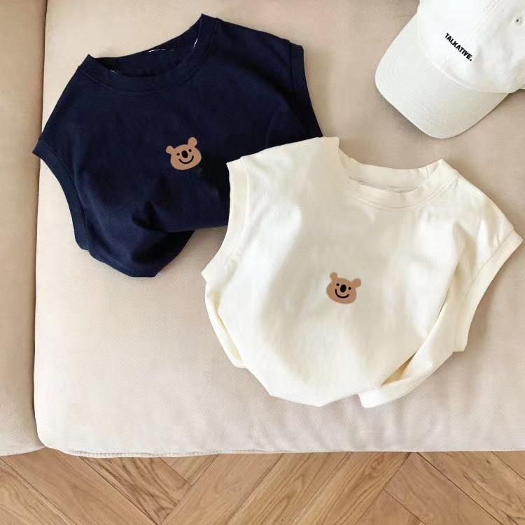 子供 無袖 背心 トップス 男の子 女の子 かわいい カード 柄 綿100% 丸首 夏 服装 白色 黒 紺 3-8歳 100-140cm サイズ 対応 涼しい 普段使い カジュアル スタイル