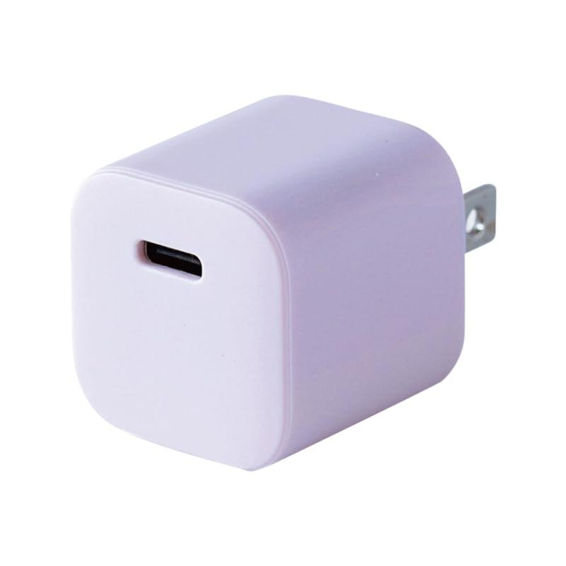 イツワ商事 PD20W USB-C 急速充電器 コンパクト 小型 パステルカラー 4色展開（ブルー/ベージュ/ピンク/パープル）スマートフォン タブレット対応 PSEマーク適合 かわいい おしゃれ