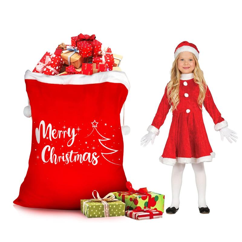 FINGOOO クリスマス ラッピング 袋 特大・110×70CM 巾着 バッグ サンタ袋 超 雑貨 収納 ギフト プレゼ..