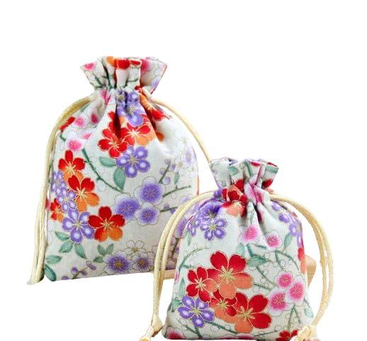 Rakuten - 巾着 小物入れ 袋 ポーチ バッグ 和柄 花柄 (pont du monde) (大小セット)