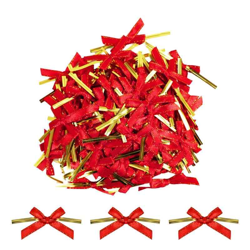 siawadeky ラッピングタイ リボン付き 200本セット 無地 ワイヤータイ ツイストタイ プレゼント 飾り ..