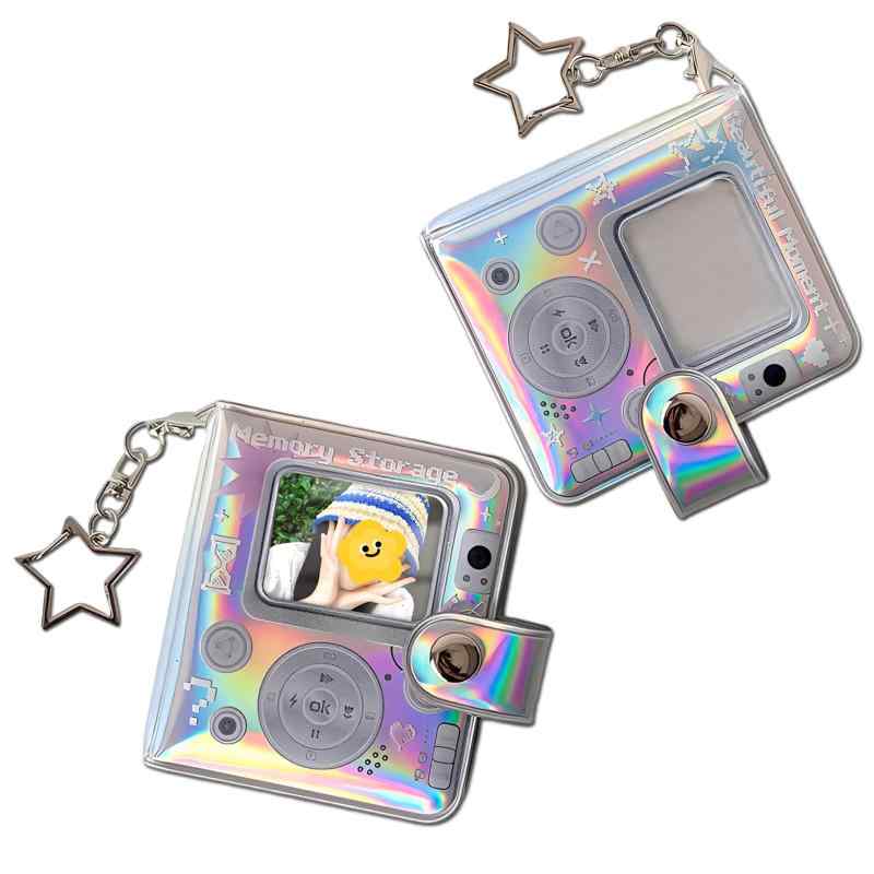 ミニシール帳 キ（2個セット）ーホルダー付き 写真・トレカ収納アルバム 16ページ 透明ポケット 携帯用 推し活 ギフト対応...