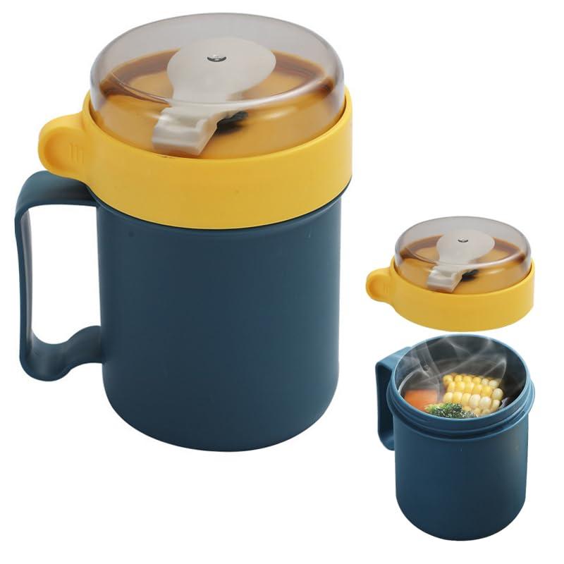 スープカップ 漏れ防止 ランチジャー スープカップ 蓋付き スプーン付き 電子レンジ 食洗機対応 500ml 朝食用 ラーメン 麺類 スープ 飲み物