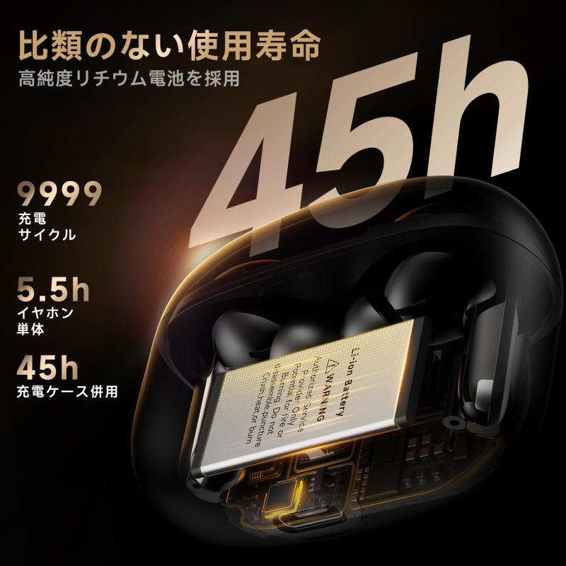 イヤホン bluetooth ワイヤレス 【2025最先端bluetooth5.4】 ブルートゥース イヤホン ぶるーとゅーす ワイヤレス ノイズキャンセリング LEDディスプレイ 45H長時間再生 HiFi重低音 ENC通話 自動ペアリ remake-buddy-10210646 リメイクバディー サンプル画像3